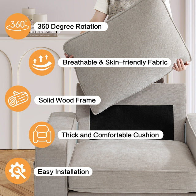 Coosleephome 360 degree Oversized Swivel Accent Chair Armchair for Living Room