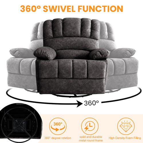 Beige Oversized Wide 360 Degree Swvivel Recliner Chair