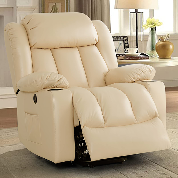Beige Leather Recling Chair