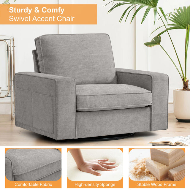 Coosleephome 360 degree Oversized Swivel Accent Chair Armchair for Living Room