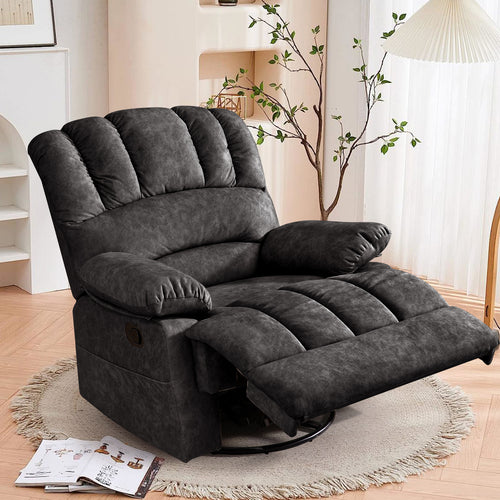 Beige Oversized Wide 360 Degree Swvivel Recliner Chair