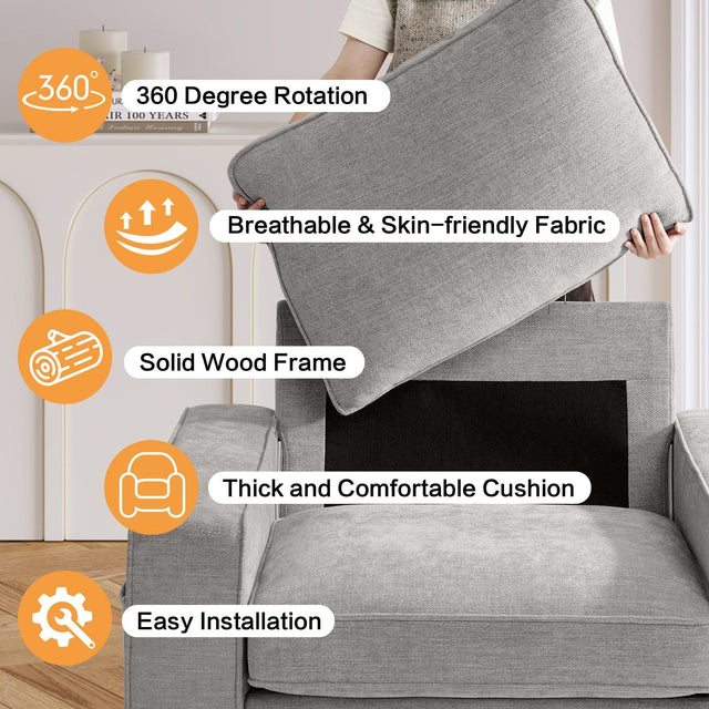 Coosleephome 360 degree Oversized Swivel Accent Chair Armchair for Living Room