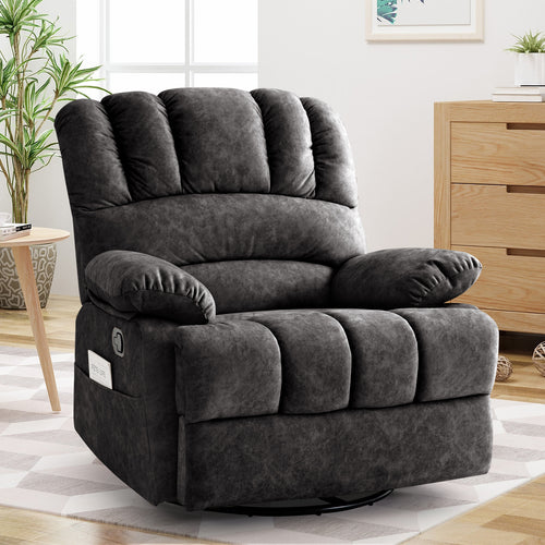 Beige Oversized Wide 360 Degree Swvivel Recliner Chair