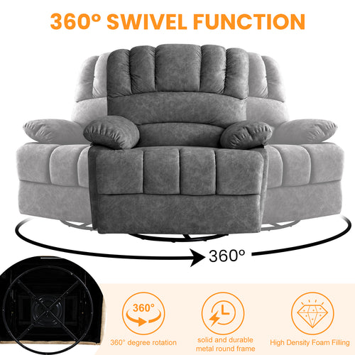 Coosleephome Gray Oversized 360 Degree Swviel Wide Recliner for the Elderly