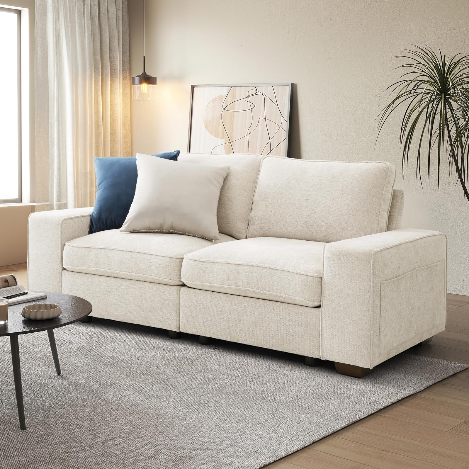 COOSLEEPHOME 2 Seater Loveseat Sofa with Storage Layer