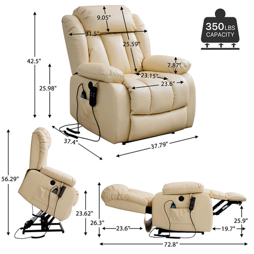 Lay Flat Sleeping Dual OKIN Motor Lift Recliner Chair for The Elderly
