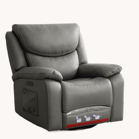 Dark Gray Large Power Recliner Swivel Glider with USB and Type-C