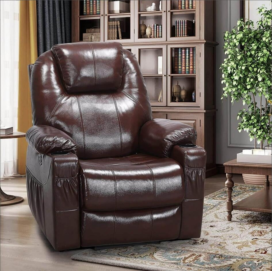 Coosleephome Power Leather Recliner Chair with Massage