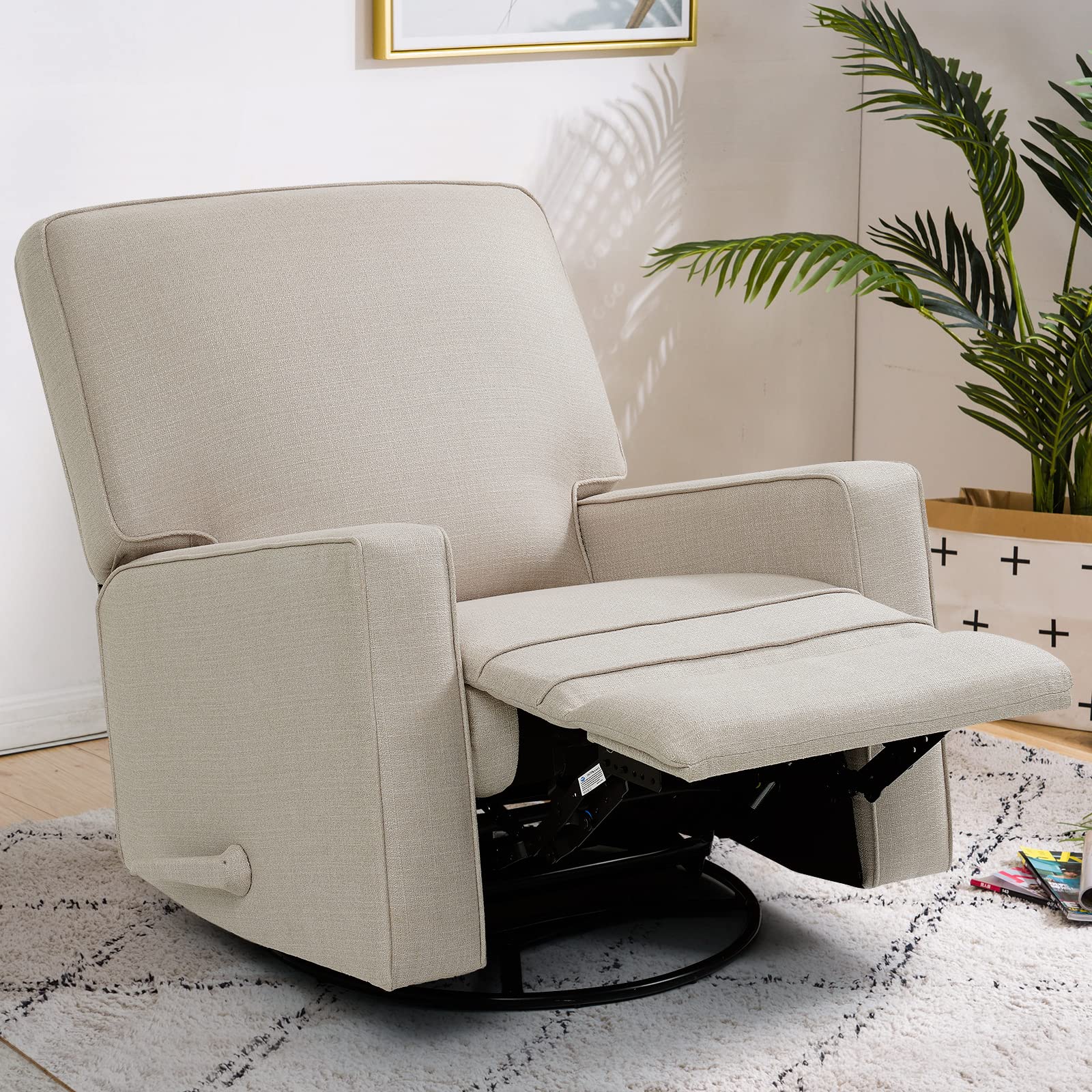 Beige glider fashion recliner