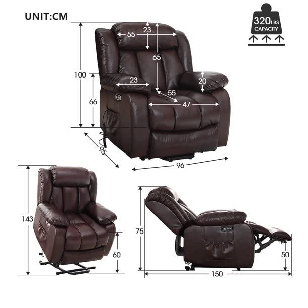 Lay Flat Sleeping Dual OKIN Motor Lift Recliner Chair with Message and Heat