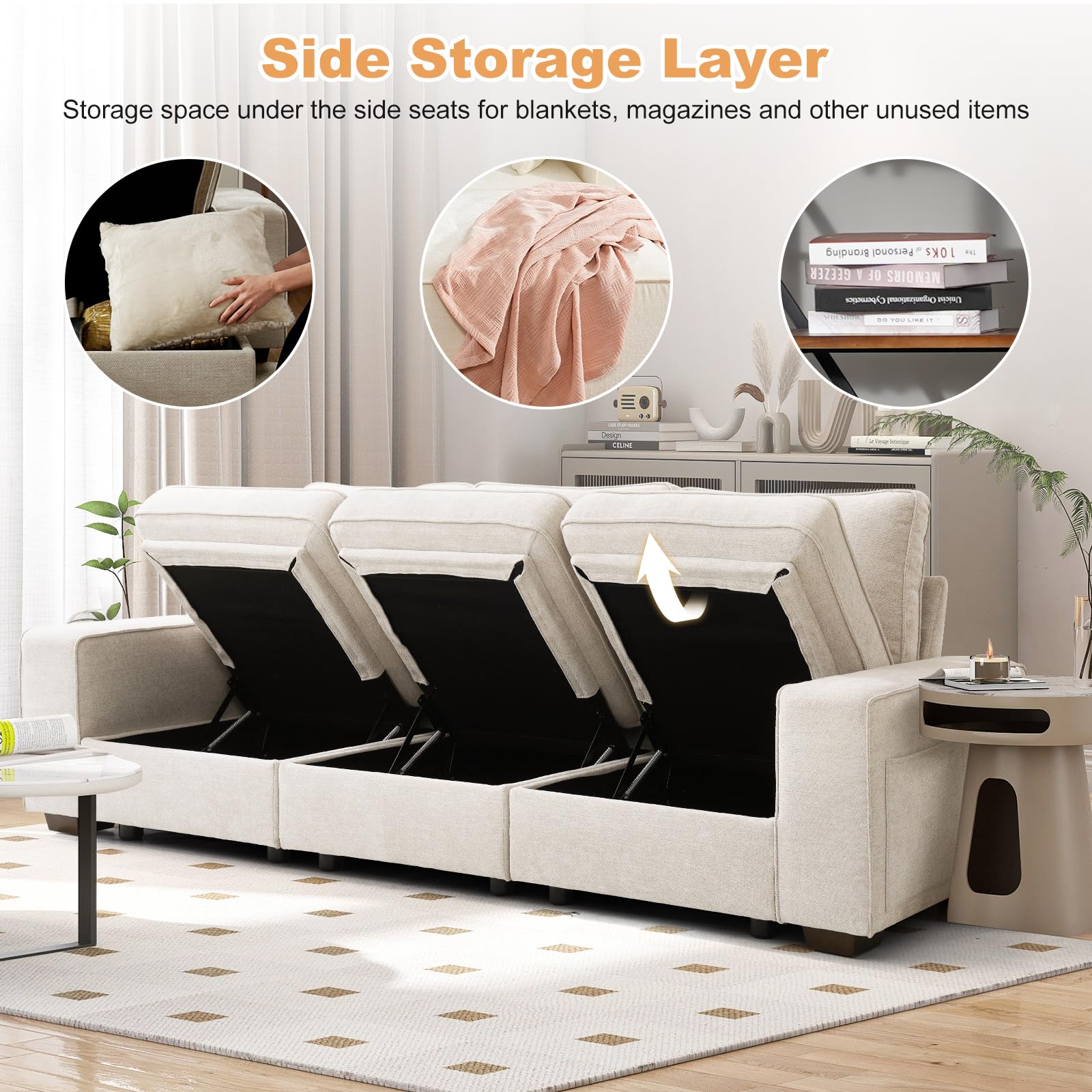 COOSLEEPHOME 2 Seater Loveseat Sofa with Storage Layer