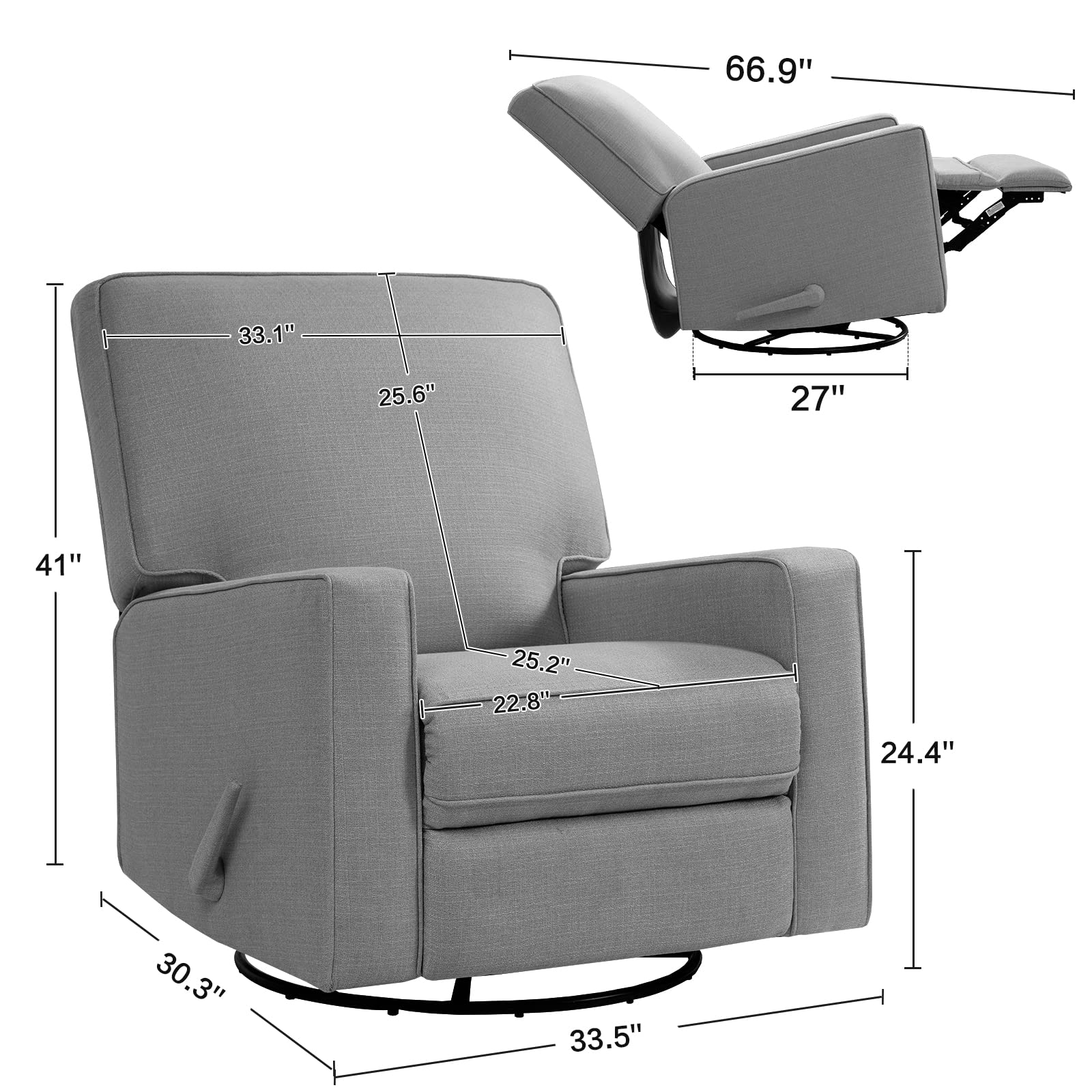 Large Swivel Rocker Nursery Glider Recliner Chair