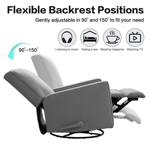 Large 360 Degree Recliner Swivel Rocker Nursery Glider Chair
