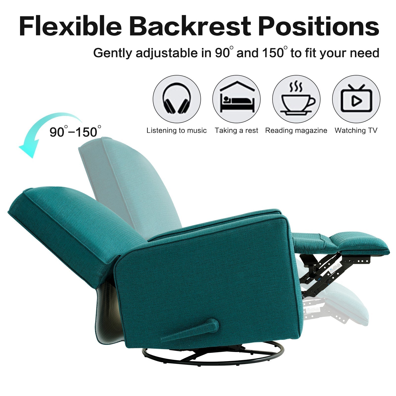 Large 360 Degree Recliner Swivel Rocker Nursery Glider Chair for Living Room