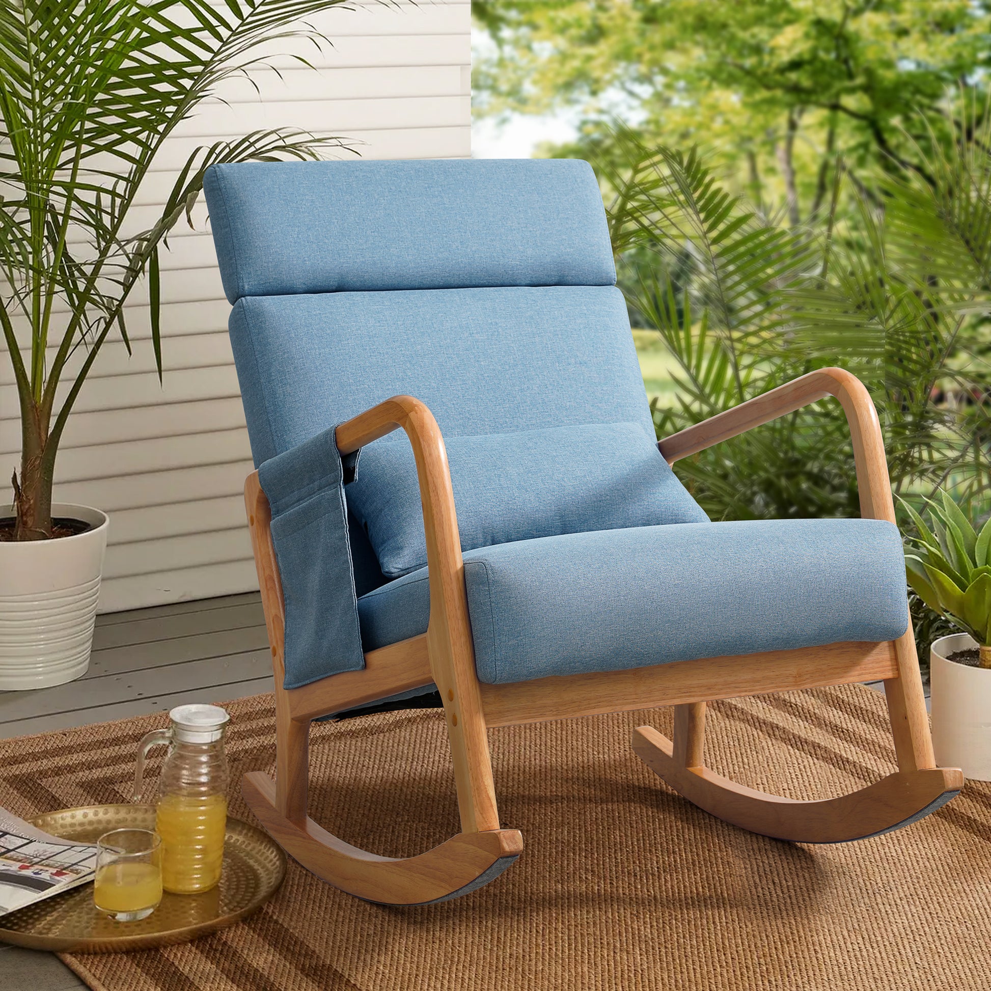 Coosleephome Wooden Rocking Chair Nursery with Adjustable Backrest