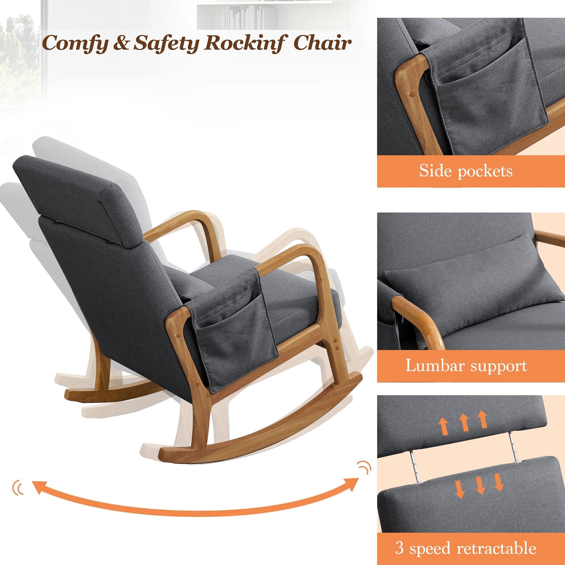 Coosleephome Wooden Rocking Chair Indoor