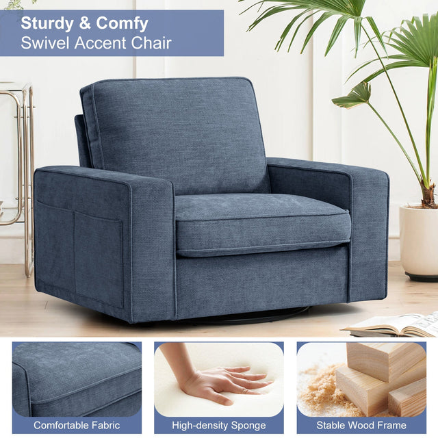 Coosleephome 360 degree Oversized Swivel Accent Chair Armchair for Living Room