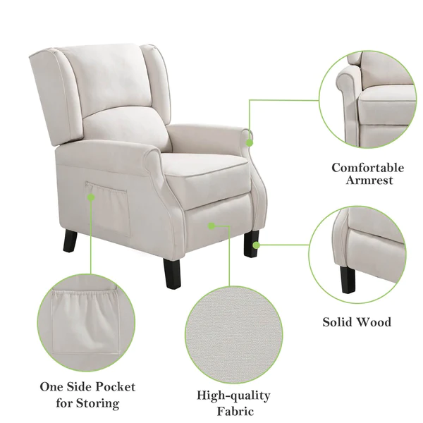 Push Back Chair Manual Recliner Chair with Remote Heat & Massage